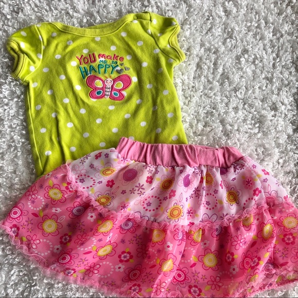 Carters polka dot butterfly shirt and bright skirt - Picture 2 of 5